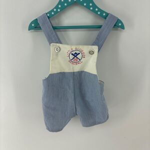 Vintage baby baseball Little Slugger cloth overall embroidered 6 mo
